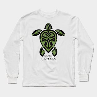 Black & Green Tribal Turtle Tattoo / Grand Cayman Long Sleeve T-Shirt